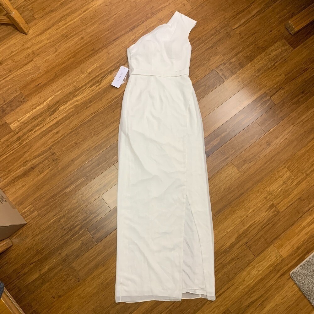 Azazie Oaklee Wedding Dress Womens WD0 White One‎ Shoulder Sleeveless Gown NWT